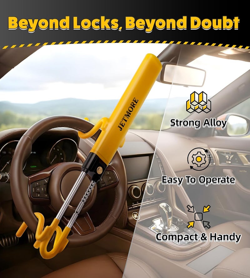 Jetmore Steering Wheel Lock, Anti Theft Car Device with Adjustable Design, Car Lock in Compatibility, Car Wheel Lock with Reinforced Steel, Car Anti Theft Device with Tamper-Proof Bolts - Image 5